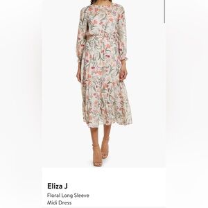 Eliza J floral long sleeve midi dress